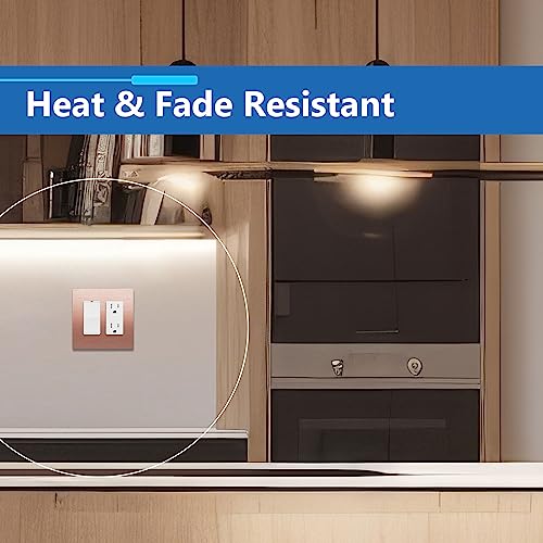 Image of LIDER Double Decorator Metal Wall Plate, Temperature and Impact Resistant, Screwless Cover, Modern Upgrade, Mid-Size 2-Gang 4.88 inch x 4.92 inch, UL Listed, Stainless Steel, Brushed Rose Gold, 1-Pack