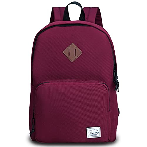 School Backpack,VASCHY Ultra Lightweight Backpack for Women Boogbag for Kids Teen Boys Girls Burgundy