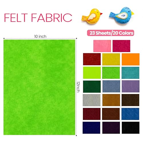 Image of Moukeren 240 Pcs 10 X 12 Inch Felt Sheets, 20 Colors | Stiff Fabric Squares Ideal Craft Sewing, DIY Patchwork Projects, Nonwoven Material, Bulk Supply Holiday and Festival Decor