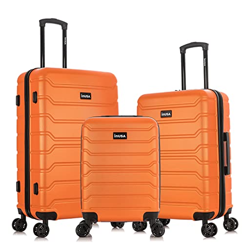 Durable Lightweight Hardshell Suitcase Travel Set with Spinner Wheels | 3 Piece Set | Orange