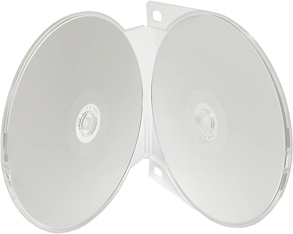 mediaxpo Clear Double Clamshell CD/DVD Binder Cases - 3-Ring Binder Storage for 2 Discs, Durable Plastic Design (Pack of 100)