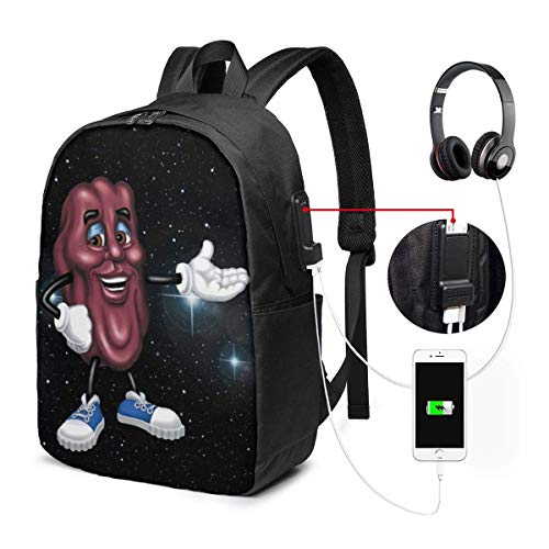California Raisin Laptop Rucksack 17 Zoll College School Rucksack mit USB-Ladeanschluss Casual Daypack für die Reise