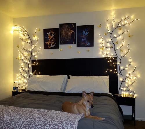 Image of LKGOOD Vines for Room Decor with Remote Control On /Off Timmer Dim,7.5FT Artificial Plants Tree Willow Vine Lights Plug in 144 LEDs for Walls Bedroom,Living Room,Indoor Home Decoration(Brown)