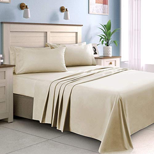 Bluff City Bedding gyptische Baumwolle Bambus Satin Laken Bluff City  Bedding Bettlaken-Set  1800 Fadendichte, gyptische Baumwolle & Bambus- Satin, Weich & Khlend | Mit Tiefen Taschen Fr Matratzen Teppich Meterware  Hochflor