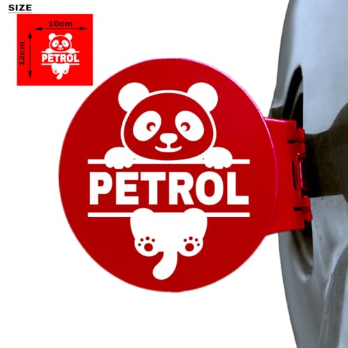 Image of Panda Petrol Sticker for Car - Waterproof Vinyl Fuel Tank Decal, Cute Cartoon Animal Petrol Cap Decoration, Durable & Easy to Apply (White)