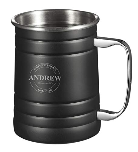 Visol 16 oz Matte Black Stein Moscow Mule Mug (Groomsman 4)