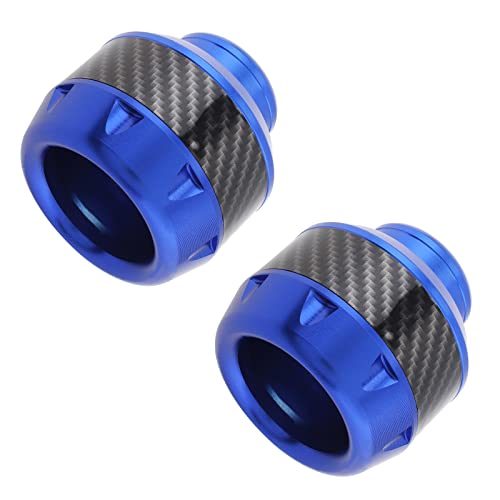 Image of 4Pcs Motorcycle Fork Frame Sliders, Aluminum Crash Protectors Decor | Fits 10-14.5mm axles. Sacrificial impact protection for fork /frame /exhaust. Stylish carbon fiber decal. For sooter (Blue)