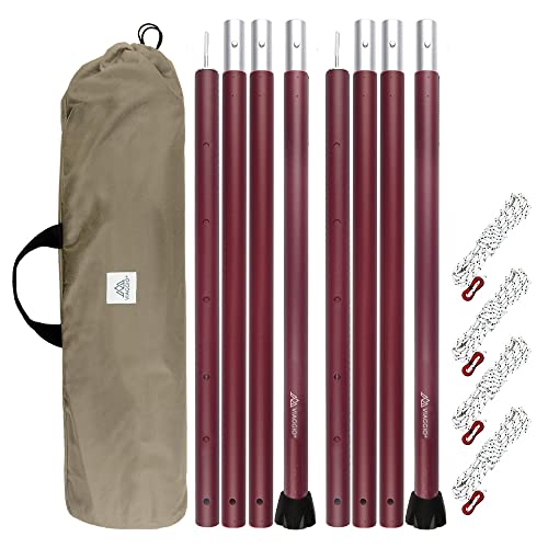 Viaggio+ タープポール テントポール 2本セット 高さ調節 5段階 120-280cm 直径32mm 伸縮 A6061アルミニウム製 収納ケース ロープ付