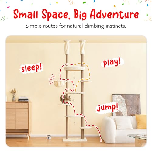 Árbol para gatos ajustable 234-258 cm con 7 niveles miniatura 3