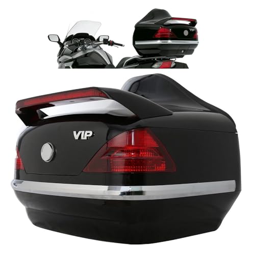 ALMULOO Motorcycle Luggage Trunk W/Tail Light Compatible with Harley Davidson Honda Yamaha Suzuki Motorcycle Luggage Trunk Tail Box w/Back Pad