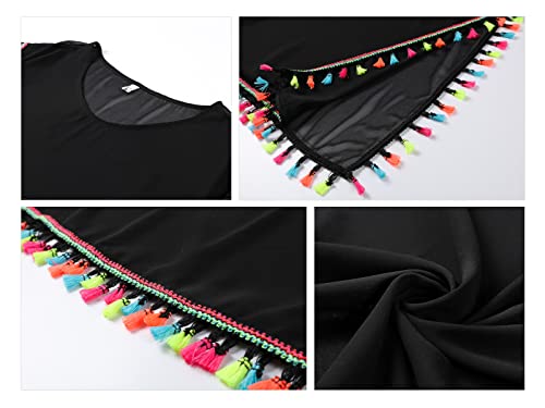 Gdkey Women Chiffon Tassel Swimsuit Bikini Stylish Beach Cover Up (L-Xxl, Cb_Black38) #TOP2
