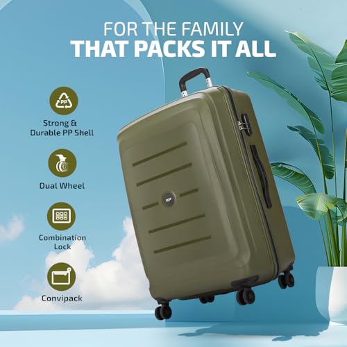Image of VIP Polycarbonate (PC) Corsa Cabin 55 Cm (Small) 8 Spinner Wheels Trolley Bags for Travel, Hard Case Lightweight Bag with Combination Lock, Tough Suitcase for Travel (Green)