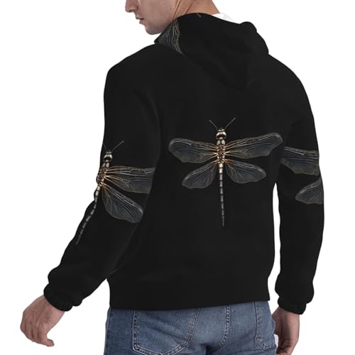 Sweat à capuche homme imprimé libellule vêtement extérieur chaud décontracté - 6