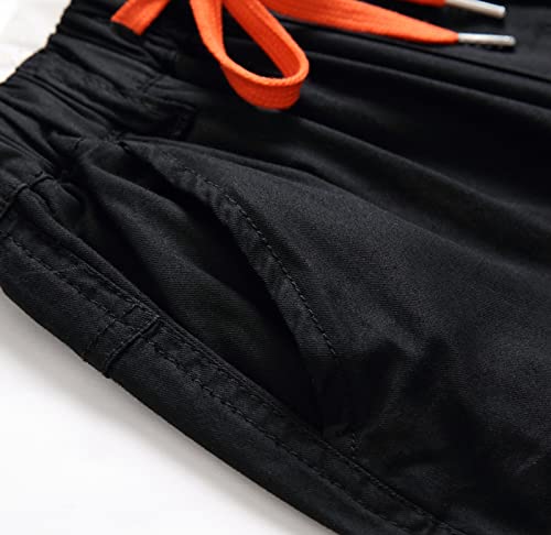 Loktarc Big Boy Cargo Shorts Elastic Waist Summer Bermuda With Contrast Drawcord Black 2 Size 150, 9-10 Years #TOP3