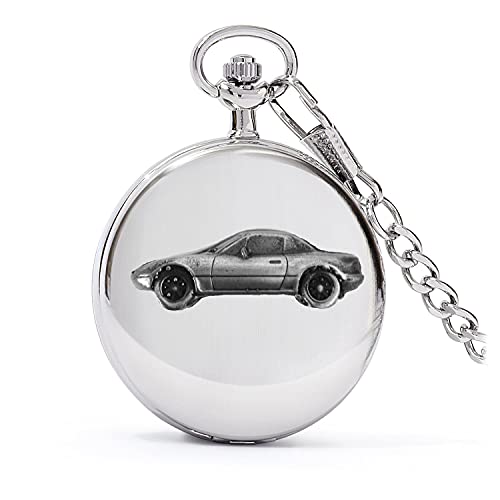 Montre gousset à quartz MX5 en argent poli, le cadeau idéal pour homme passionné auto