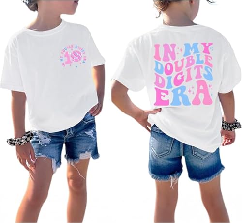 Image of in My Double Digits Era Shirt for Girls 10th Birthday T-Shirt 10 Year Old Girl Birthday Party Short Sleeve Tee Tops