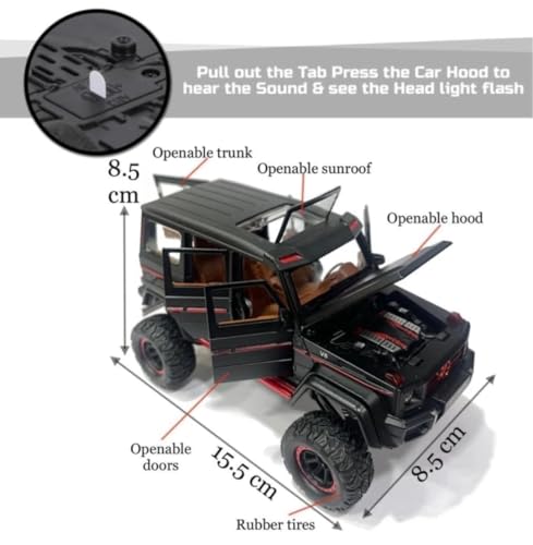 Image of 1:32 Scale Mercedes Benz AMG G500 Off Road Toy Car | Metal Pullback Diecast Car for Kids with Openable Doors, Sound, Light Effects Toy for Car (Color As Per Available), White