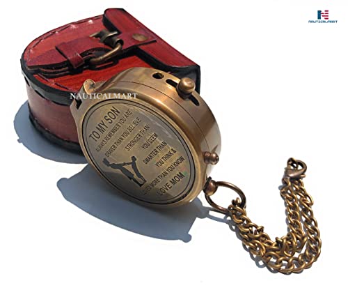Brújula de latón antigua con estuche miniatura 3