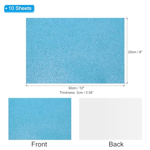 PATIKIL Light Blue Shiny EVA Glitter Foam Sheet 11 x 8 Inch 2mm Thick with Back Adhesive Sparkle EVA Glitter Felt for Crafts DIY Project, 10 Pcs by PATIKIL - Used condition - Image 2