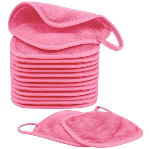Nineigh 15 Pezzi Panno Struccante Viso, 15 x 15 cm Microfibra Riutilizzabile e Lavabile, Ultra Morbido per Cancellazione Giornaliera Cosmetico, Rose