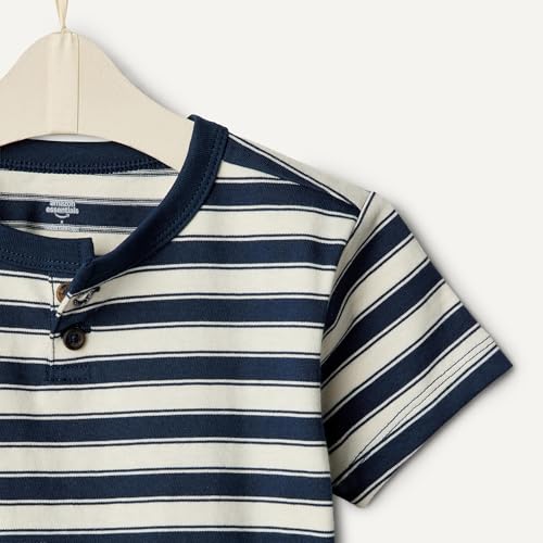 Amazon Essentials x Sofia Grainge Baby Boys' Cotton Crewneck Short Sleeve T-Shirts with Shoulder Snap, Pack of 2, Light Blue/Stripe, 18 Months - image 6