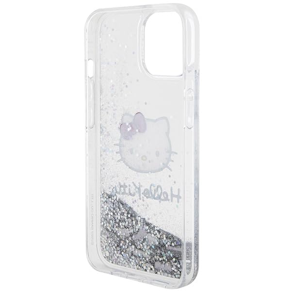 Hello Kitty HKHCP15SLIKHET etui do iPhone 15 6,1" srebrne hardcase Liquid Glitter Charms Kitty Head
