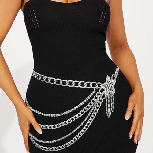Multilayer Chain Belt for Women Rhinestone Chain Belts Punk Waist Chain2