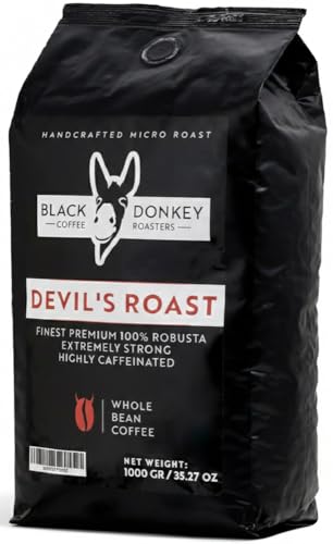 Black Donkey - DEVIL'S ROAST | 1KG Café Natural En Grano Extremadamente Fuerte | Espresso Altamente Cafeinado