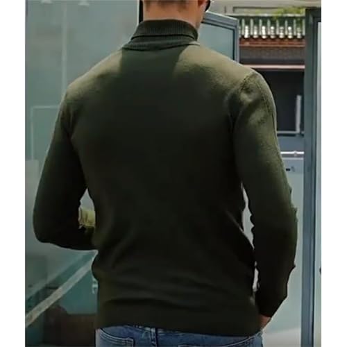 Oversized Knit Sweater for Men High Neck Solid Color Vintage Pullover Lightweight Fall Fashion Thermal Sweaters3