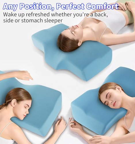 Hydomi Cervical Memory Foam Pillow for Neck and Shoulder Pain - Adjustable Orthopedic Pillow with Hollow Design - Bed Pillow with Cooling Washable Cover for Side, Back & Stomach Sleepers