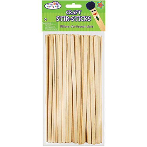 Multicraft Imports Krafty Kids CW520 Craftwood Natural Craft Stir-Sticks, 7.5in by 0.25in, 80-Piece
