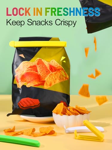 Image of ANPHSIN 38 PCS Colorful Chip Clips, 4 Sizes (6.3 inch, 5 inch, 3.5 inch, 2.3 inch) | Good Sealing Bag Clips for Food Snack Storage, Keeps Coffee, Bread, Cookies Fresh