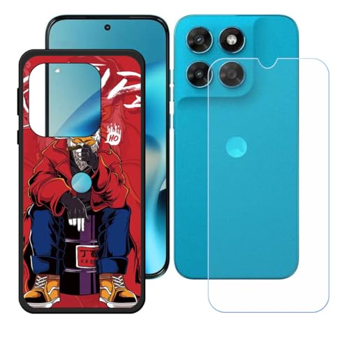 LCEHTOGYE �K�p ?Motorola Moto G87 5G +�����K���X�X�N���[���v���e�N�^�[�p�P�[�X�A�K�p ?Motorola Moto G87 5G (6,78")�ƌ݊����̂���u���b�N�\�t�gTPU�V���R���Q���P�[�X�ی�J�o�[ WZ14