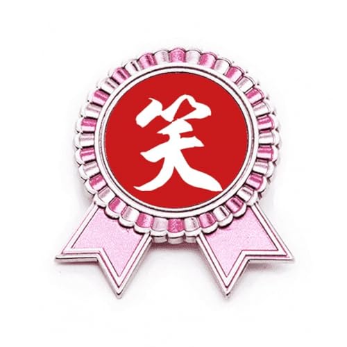Broche personnage chinois rire rose, médaille de prix en métal M