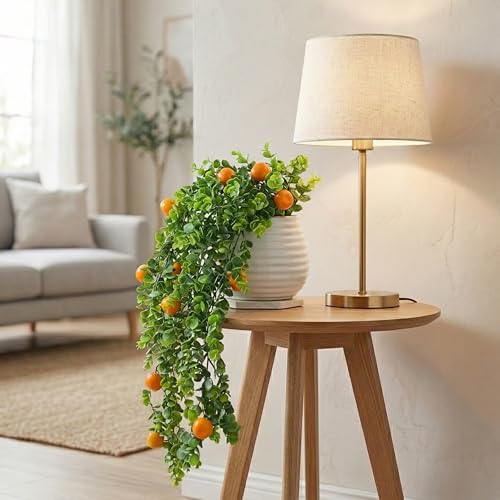 Image of Dekorly 2 Pack Artificial Plants Artificial Hanging Plants Faux Eucalyptus Leaf Greenery Fake Hanging Eucalyptus Plant (Green) (2, Orange Vine)