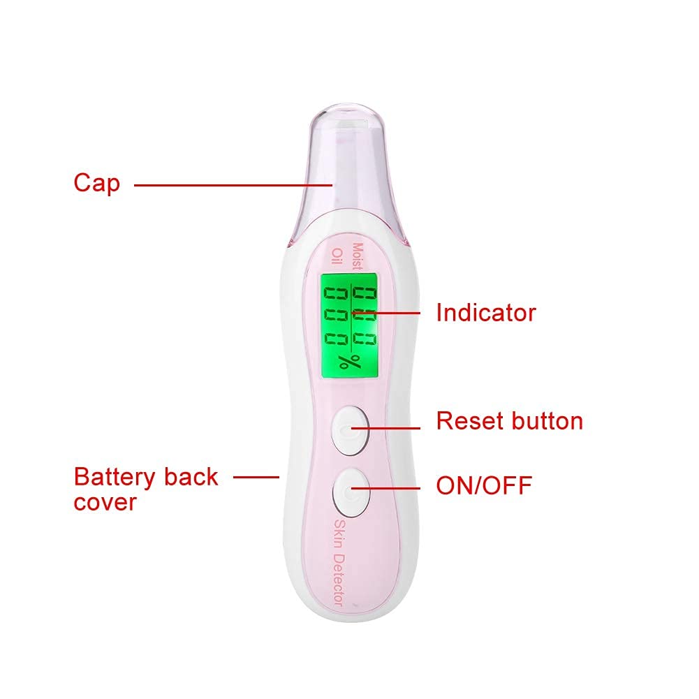Analyseur de peau Moniteur d'humidité pour soins de la peau, testeur de peau du visage très sensible Moniteur numérique voyages à domicile Salon de beauté, Analyseur de peau avec écran LCD numérique