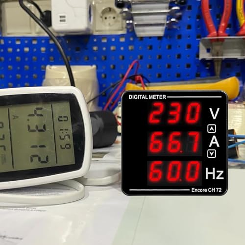 DEWIN Digitales Voltmeter Amperemeter, AC Spannungsmessgerät Watt Messgerät Multifunktions Multimeter Voltmeter Amperemeter Frequenzmesser 120A AC 50–500V