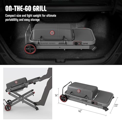 Image of Feasto Portable Gas Grill with Foldable X-Frame Cart for Tailgating, Gray