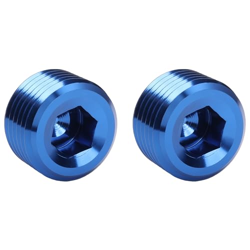 Podavelle 1/2 NPT Male Thread Allen Head Socket Pipe Plug Fitting Aluminum Blue Pack of 2