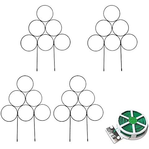 MCDSAJ 4Pcs Indoor Trellis Small Trellis for Potted Plants, 15.7in Indoor Plant Trellis, Metal Garden Trellis Black Coated Plant Trellis - Use Plant Support Poles Individually or Together Cover