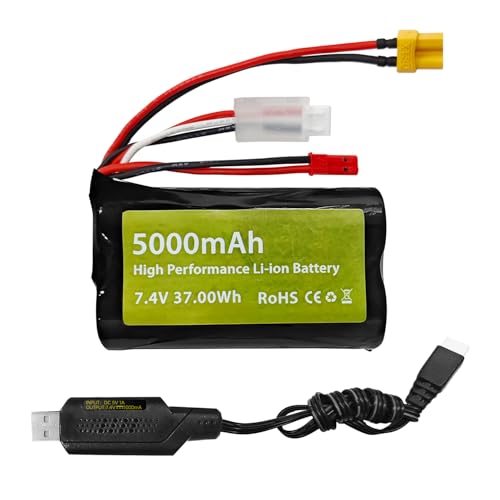 Batería de iones de litio 2S con doble conector XT30 y JST para transmisores RC6GS y TX12