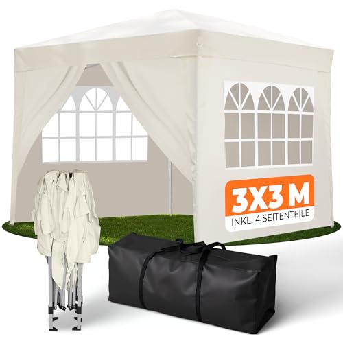 Kronenburg Faltpavillon wasserdicht Dachmaß 3 x 3 m UV Schutz 50+ Pavillon in Champagner mit 4 Seitenteilen Kronenburg Faltpavillon wasserdicht Dachmaß 3 x 3 m UV Schutz 50+ Pavillon in Champagner mit 4 Seitenteilen