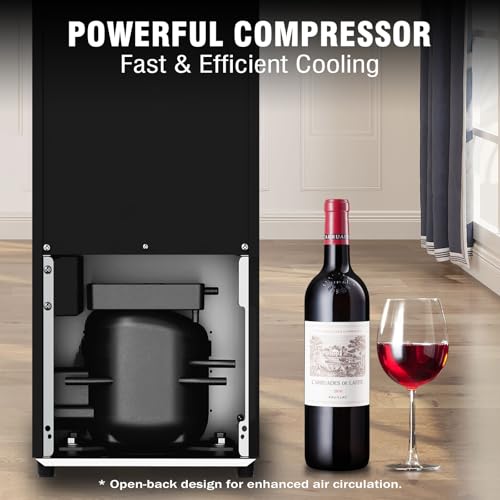 Image of 12 Bottle Wine Cooler, Mini Fridge for Red and White, Small Freestanding Refrigerator with 40-66F Digital Temperature Control Glass Door