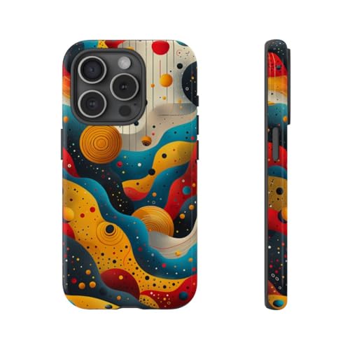 Coque rigide vagues cosmiques pour iPhone 15 Pro - Protection brillante premium