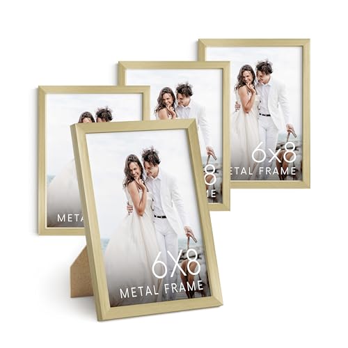 HAUS AND HUES 6x8 Gold Metal Picture Frames - Gold