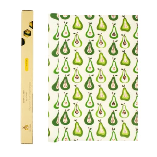 SuperBee Beeswax Wrap Roll XL Reusable Beeswax Food Wrap Reusable for Wrapping Vegetables Cheese Paper Bowl Covers and Sandwich Wrapping Paper Pears - 35x13
