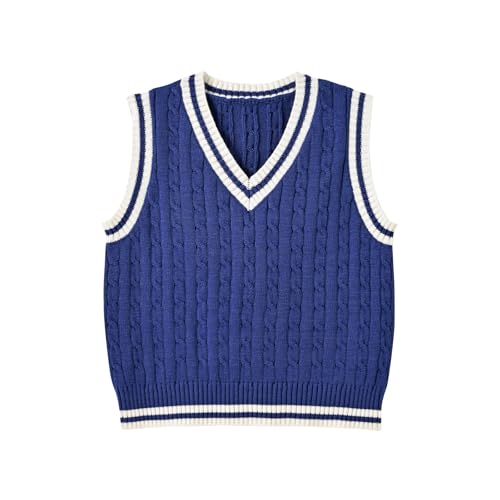 Image of Women's Sweater Vest,Y2K Sleeveless Pattern Preppy Style Knitted Crop Tank Top for Girl