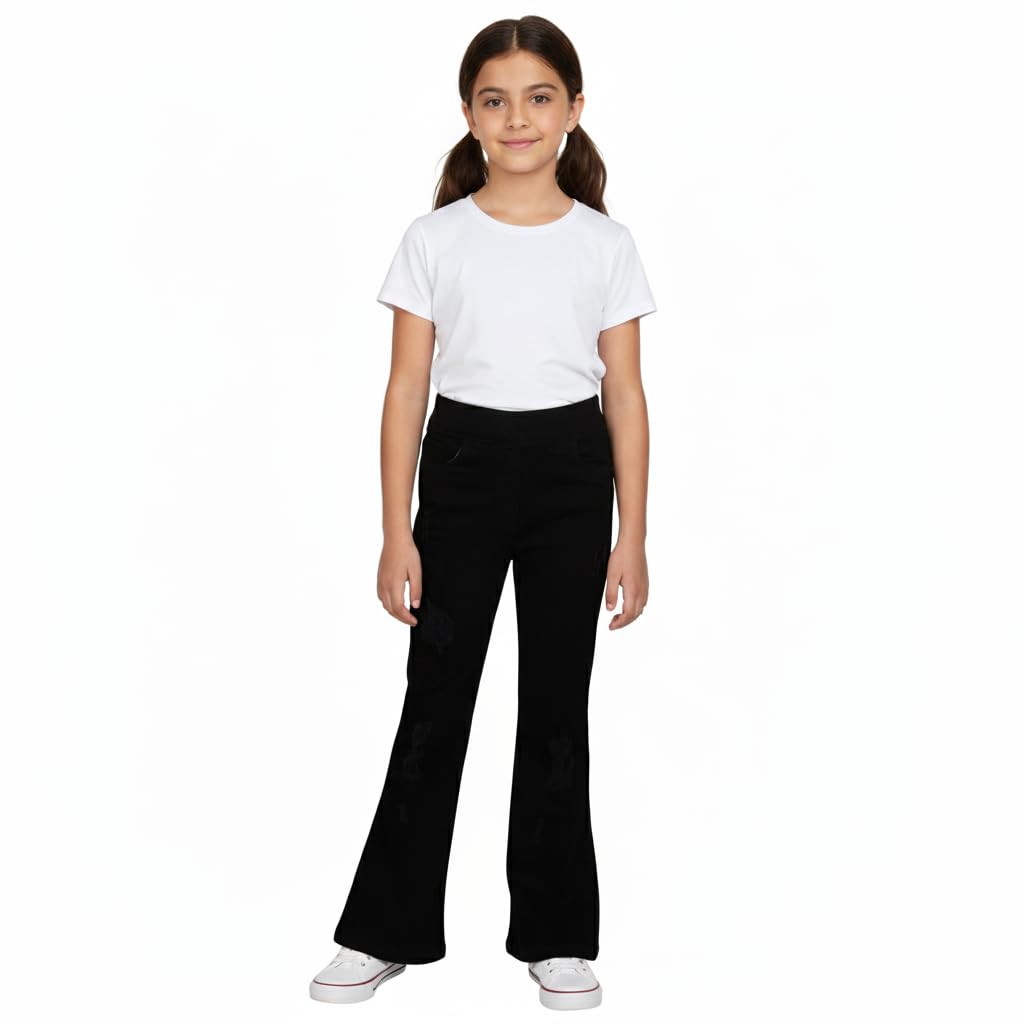 A2Z 4 Kids Jeans Strappati Bambina – Moda Jeggings Elastici Con Tasche – Nero 11-12 Anni - 2