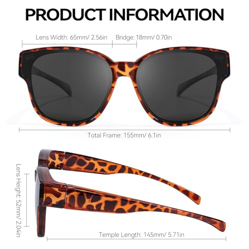 LVIOE Fit Over Sunglasses for Women Men Polarized Wear Over Eyeglasses with UV400 Protection LS80013