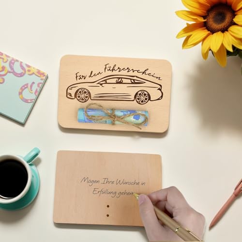ZESABGE Führerschein Geldgeschenke,Hölzerne Geschenkartikel,Tankgutscheine, ein neues Auto und Tankstellengeschenke eignen sich hervorragend als Überraschungen für Freunde und Familie